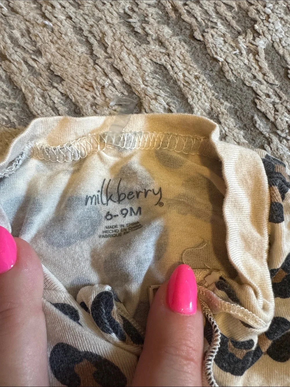 Milkberry Leopard Print Zip Front Kids One-Piece Sleepwear - size 9 month